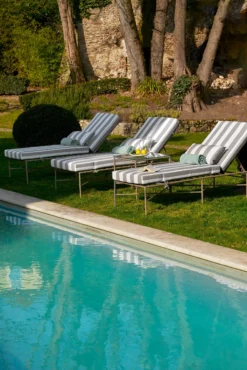 Bain de soleil, Rayures taupe waterproof & métal taupe, L198 Bel Air