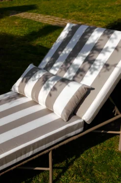 Bain de soleil, Rayures taupe waterproof & métal taupe, L198 Bel Air