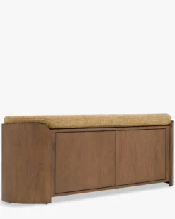 Banc à chaussures, Bois noyer, Tweed marron, L140 Noemia