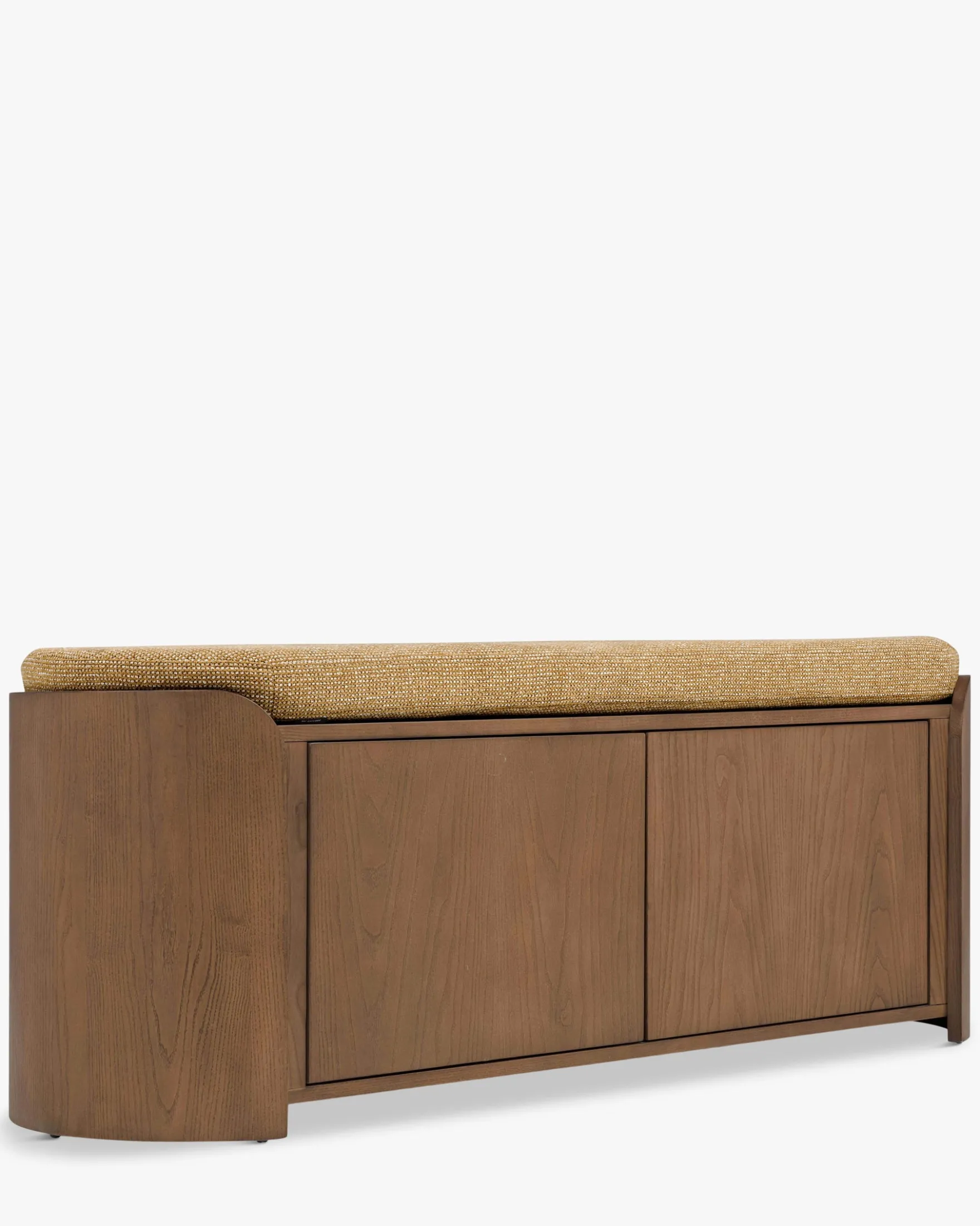 Banc à chaussures, Bois noyer, Tweed marron, L140 Noemia