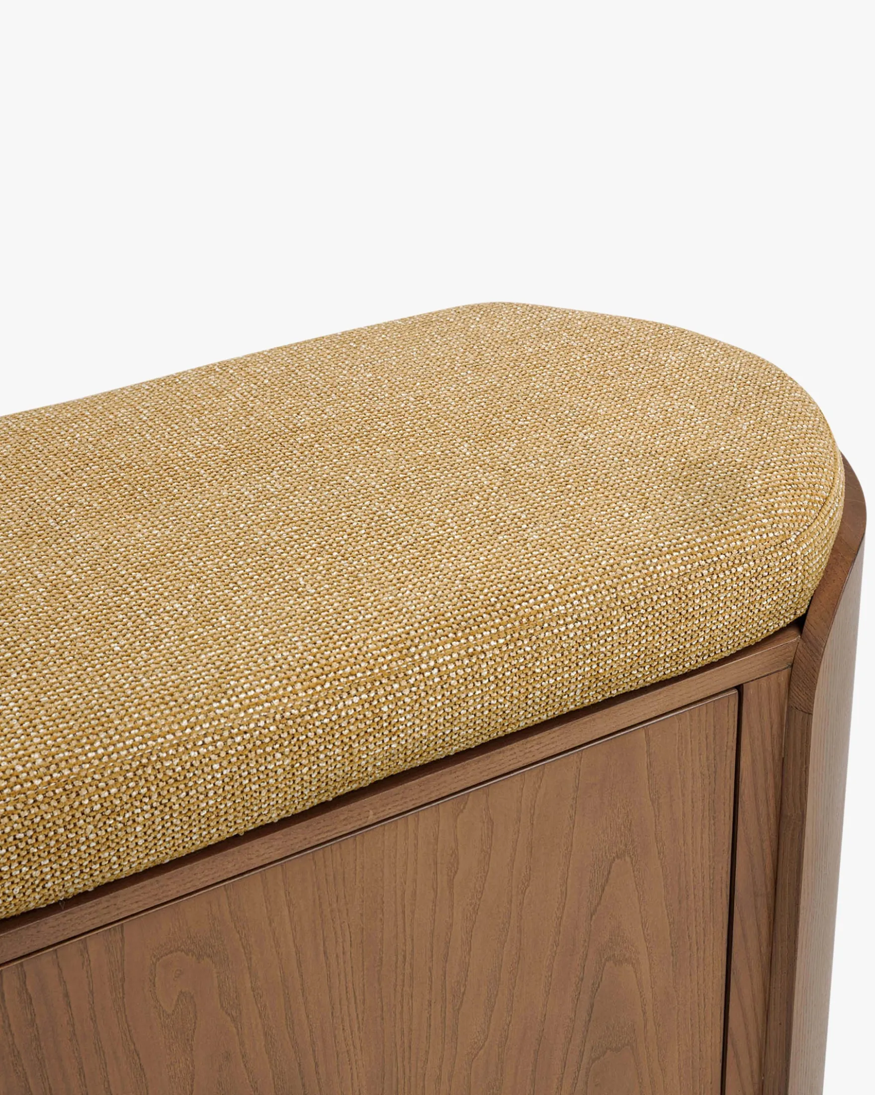 Banc à chaussures, Bois noyer, Tweed marron, L140 Noemia