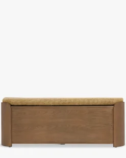Banc à chaussures, Bois noyer, Tweed marron, L140 Noemia
