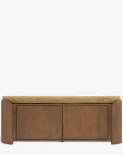 Banc à chaussures, Bois noyer, Tweed marron, L140 Noemia