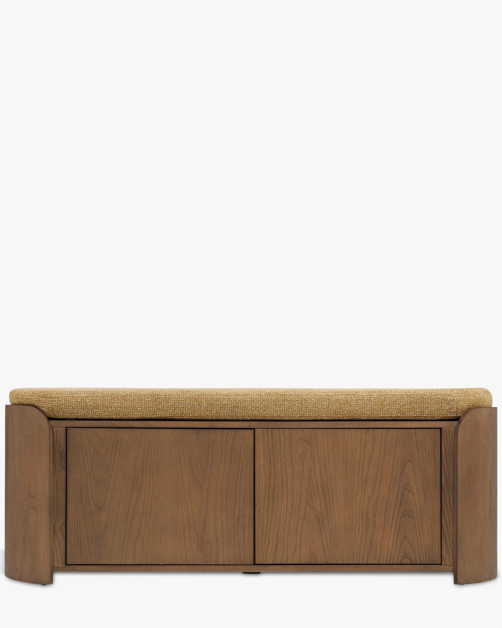 Banc à chaussures, Bois noyer, Tweed marron, L140 Noemia