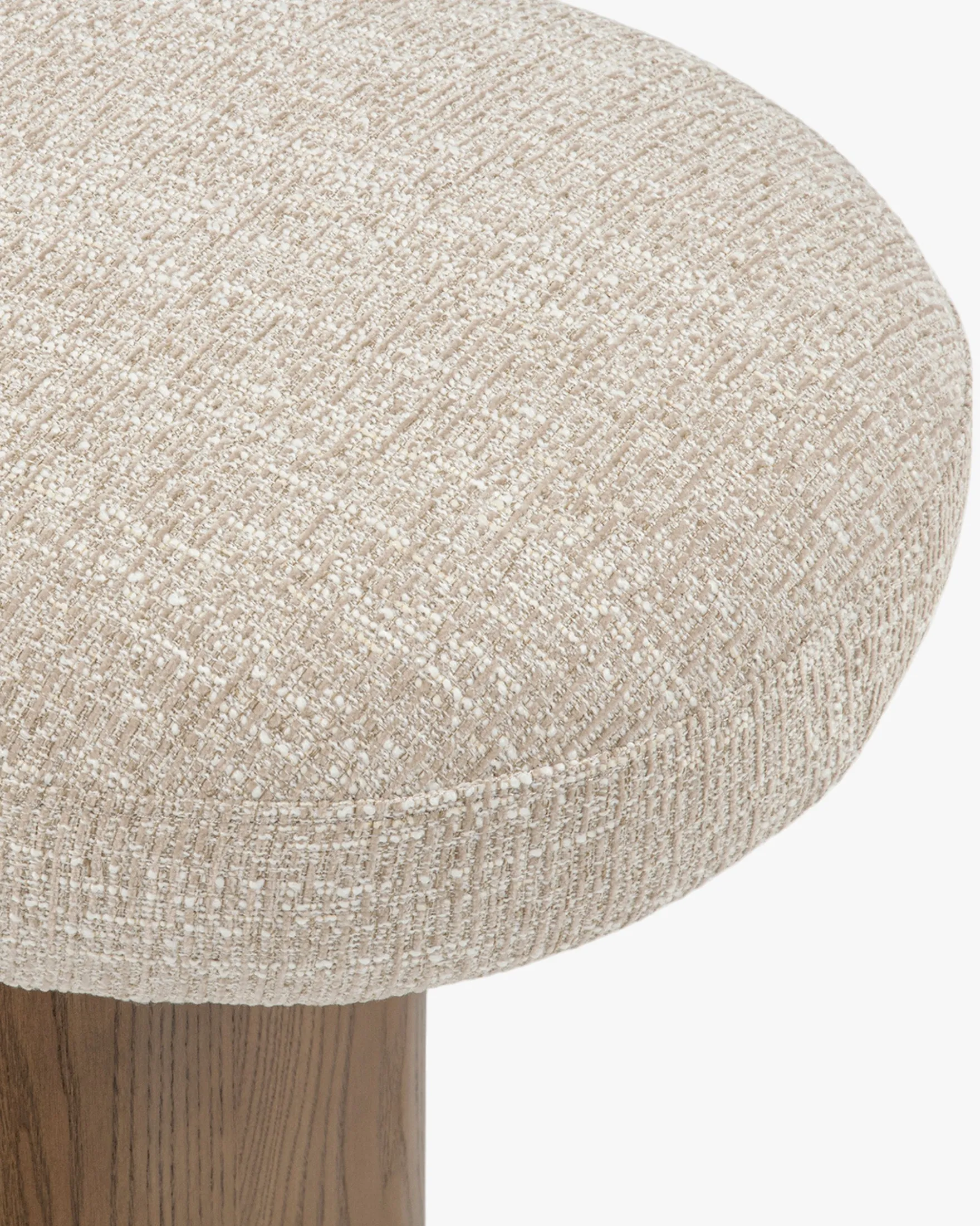 Banc, Tweed chenillé beige & Frêne massif teinte noyer, L132.5 Popa