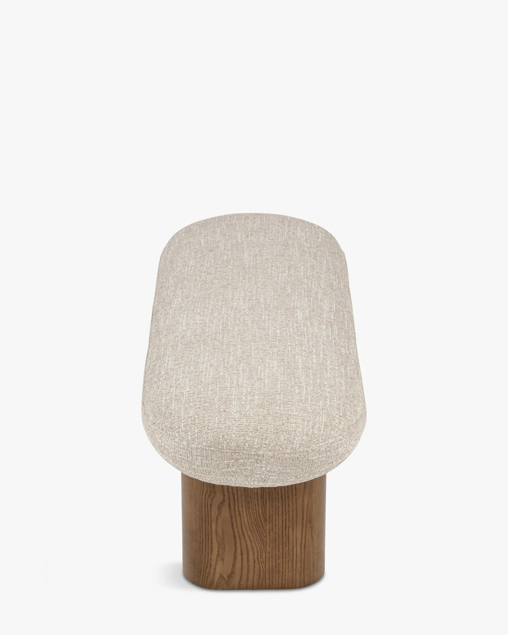 Banc, Tweed chenillé beige & Frêne massif teinte noyer, L132.5 Popa