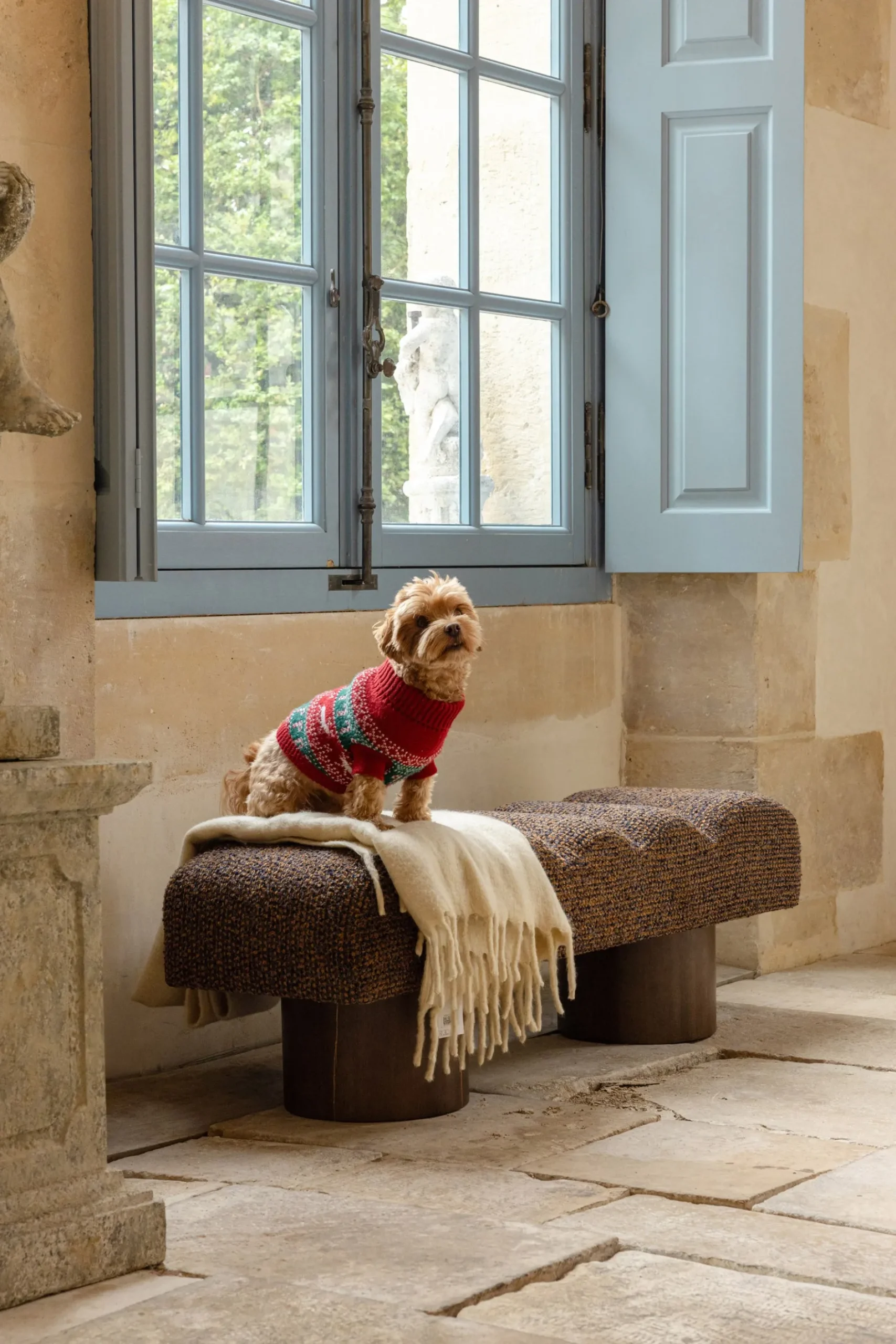 Banc, Tweed cognac texturé, L141 Nova