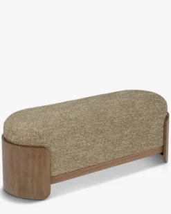 Banc, Tweed marron écorce & Frêne teinte noyer, L120 Elipse