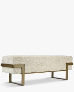 Banc, Tweed moucheté marron & métal doré, L142 Vertigo