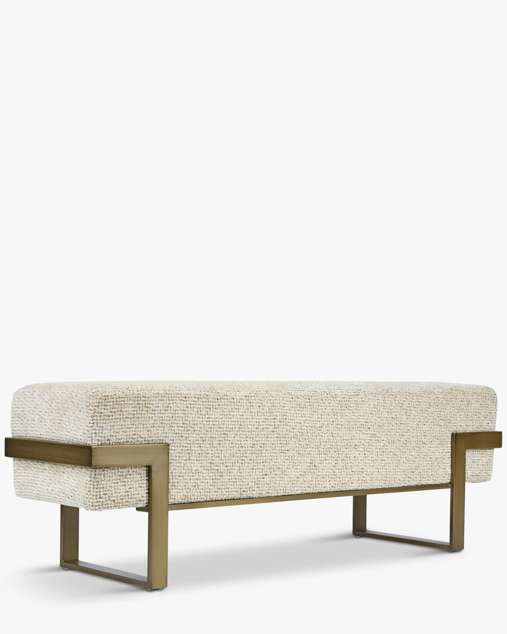 Banc, Tweed moucheté marron & métal doré, L142 Vertigo