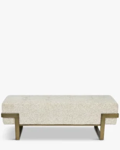 Banc, Tweed moucheté marron & métal doré, L142 Vertigo