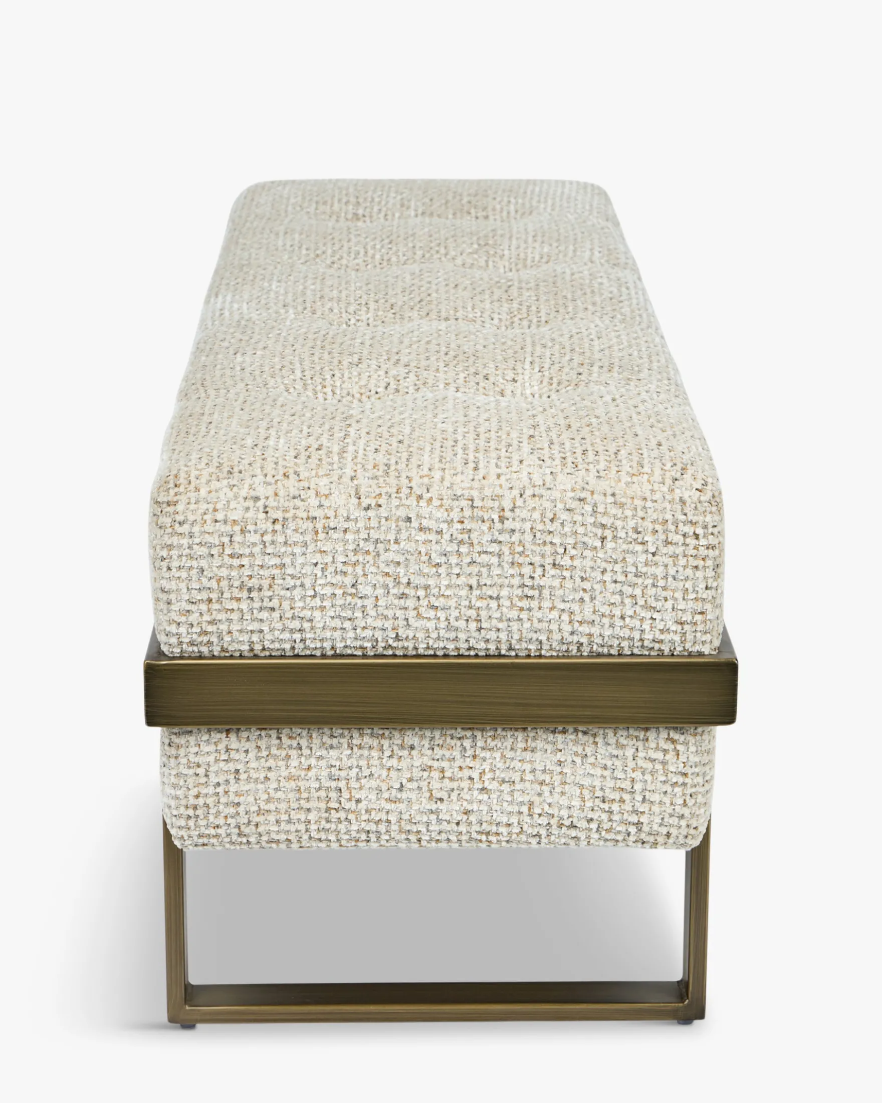 Banc, Tweed moucheté marron & métal doré, L142 Vertigo