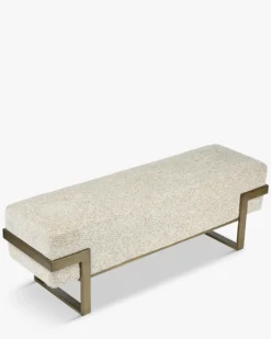 Banc, Tweed moucheté marron & métal doré, L142 Vertigo