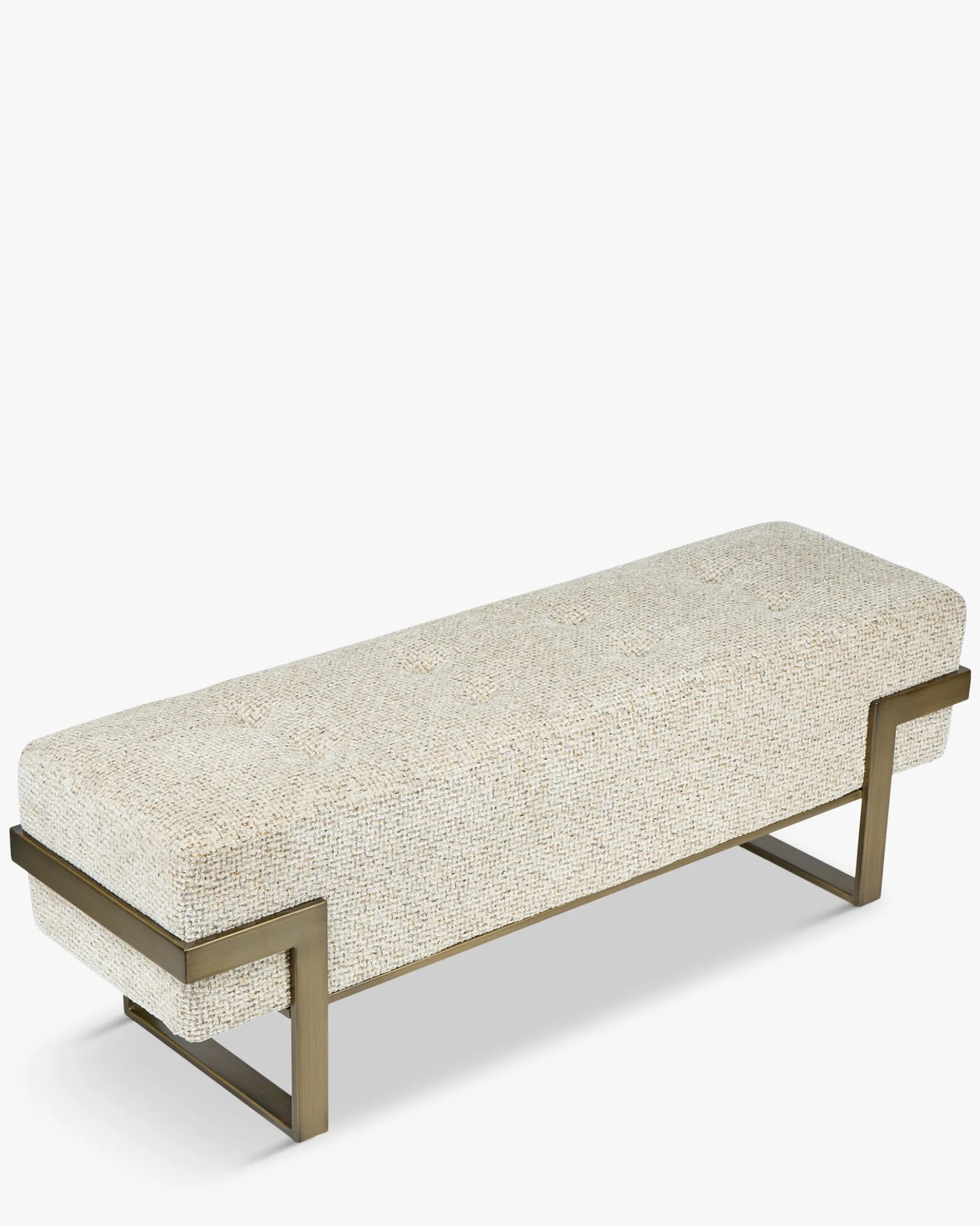 Banc, Tweed moucheté marron & métal doré, L142 Vertigo