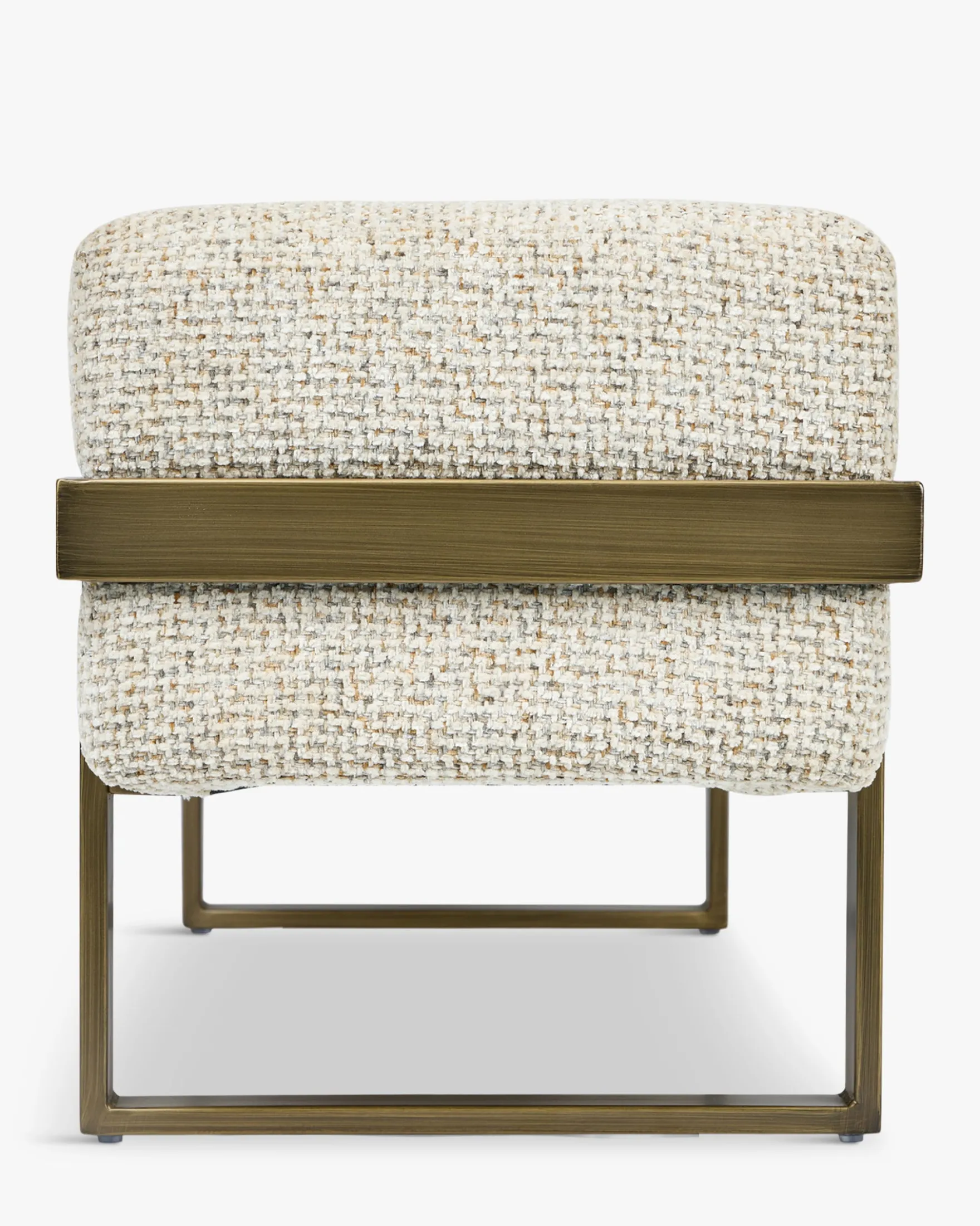 Banc, Tweed moucheté marron & métal doré, L142 Vertigo
