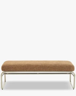 Banc, Tweed rouge rouille et beige, acier chromé, L135 Kyra