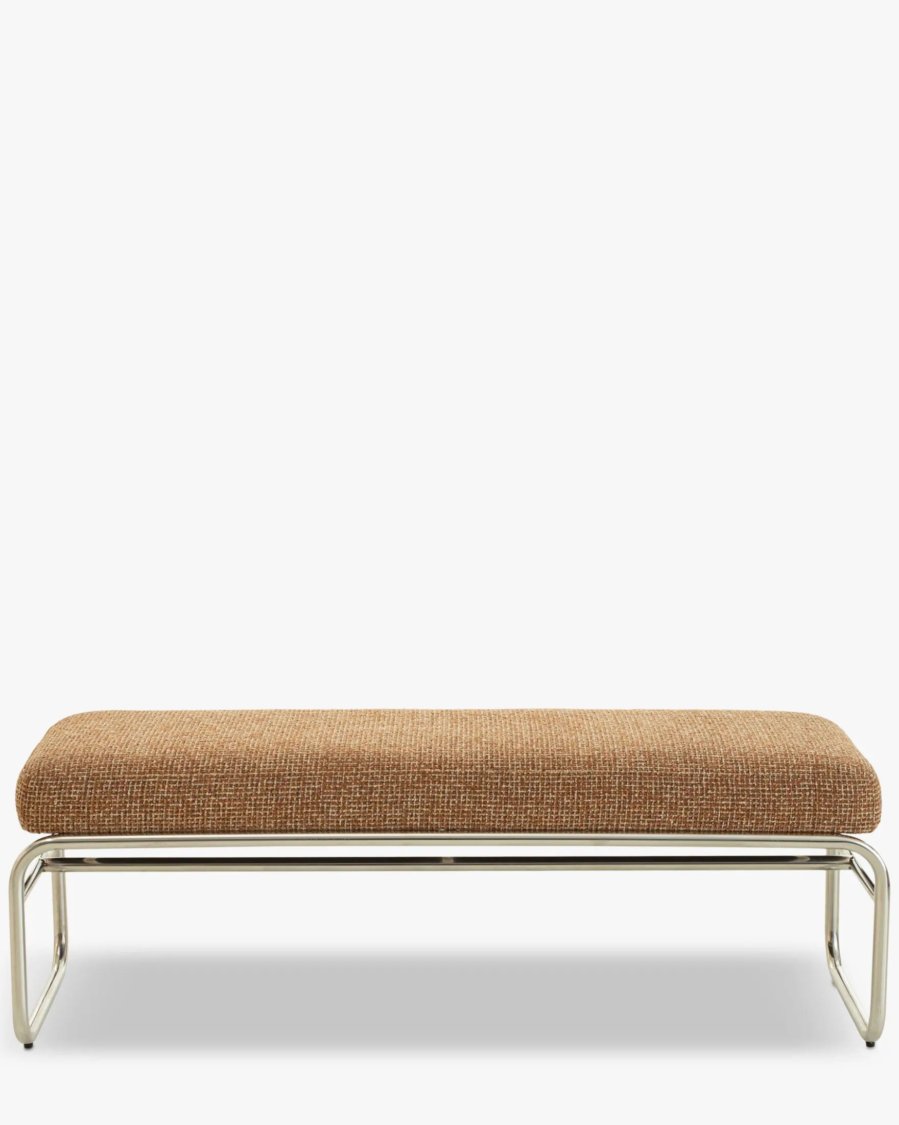 Banc, Tweed rouge rouille et beige, acier chromé, L135 Kyra