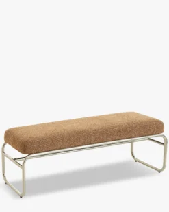 Banc, Tweed rouge rouille et beige, acier chromé, L135 Kyra