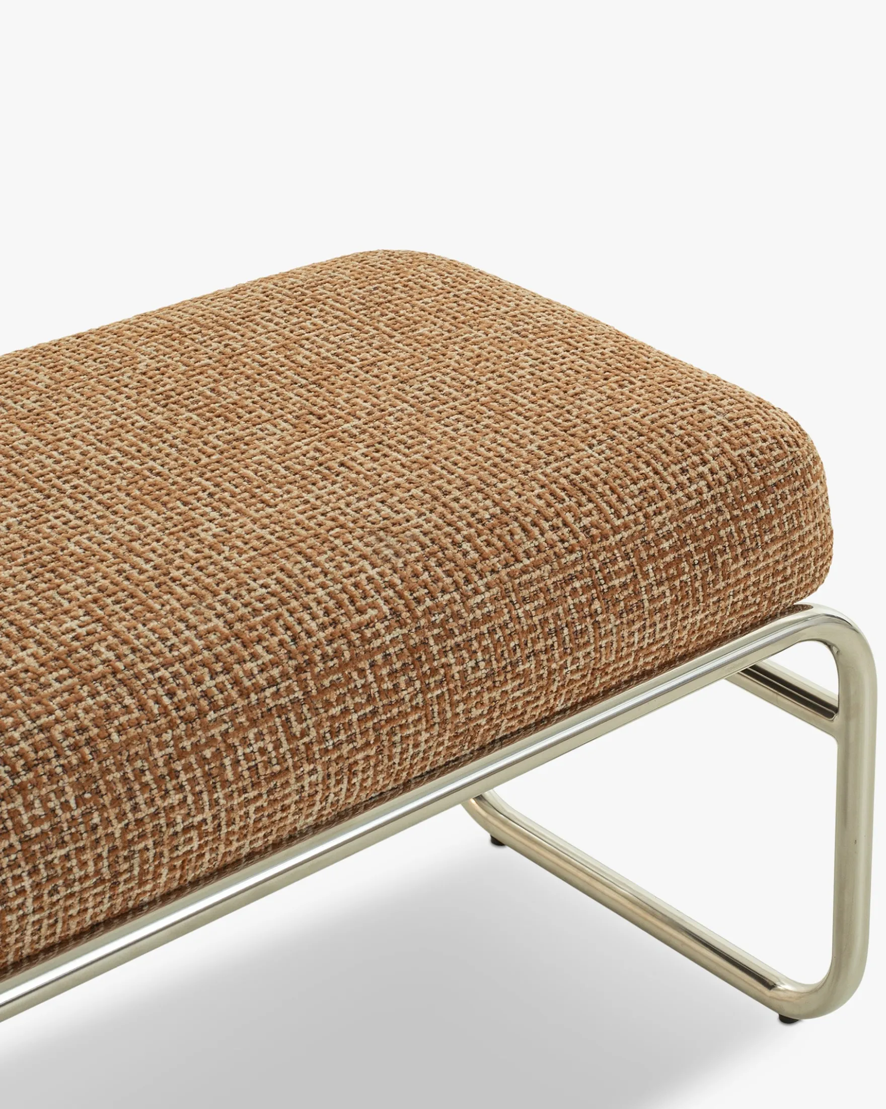 Banc, Tweed rouge rouille et beige, acier chromé, L135 Kyra