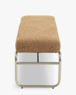 Banc, Tweed rouge rouille et beige, acier chromé, L135 Kyra