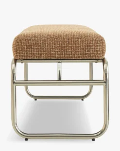 Banc, Tweed rouge rouille et beige, acier chromé, L135 Kyra
