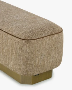 Banc, Tweed taupe sésame & Bois peint en bronze, L116 Alyss