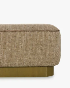 Banc, Tweed taupe sésame & Bois peint en bronze, L116 Alyss