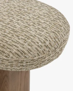 Banc, Tweed vert sauge doré & Frêne massif teinte noyer, L132.5 Popa