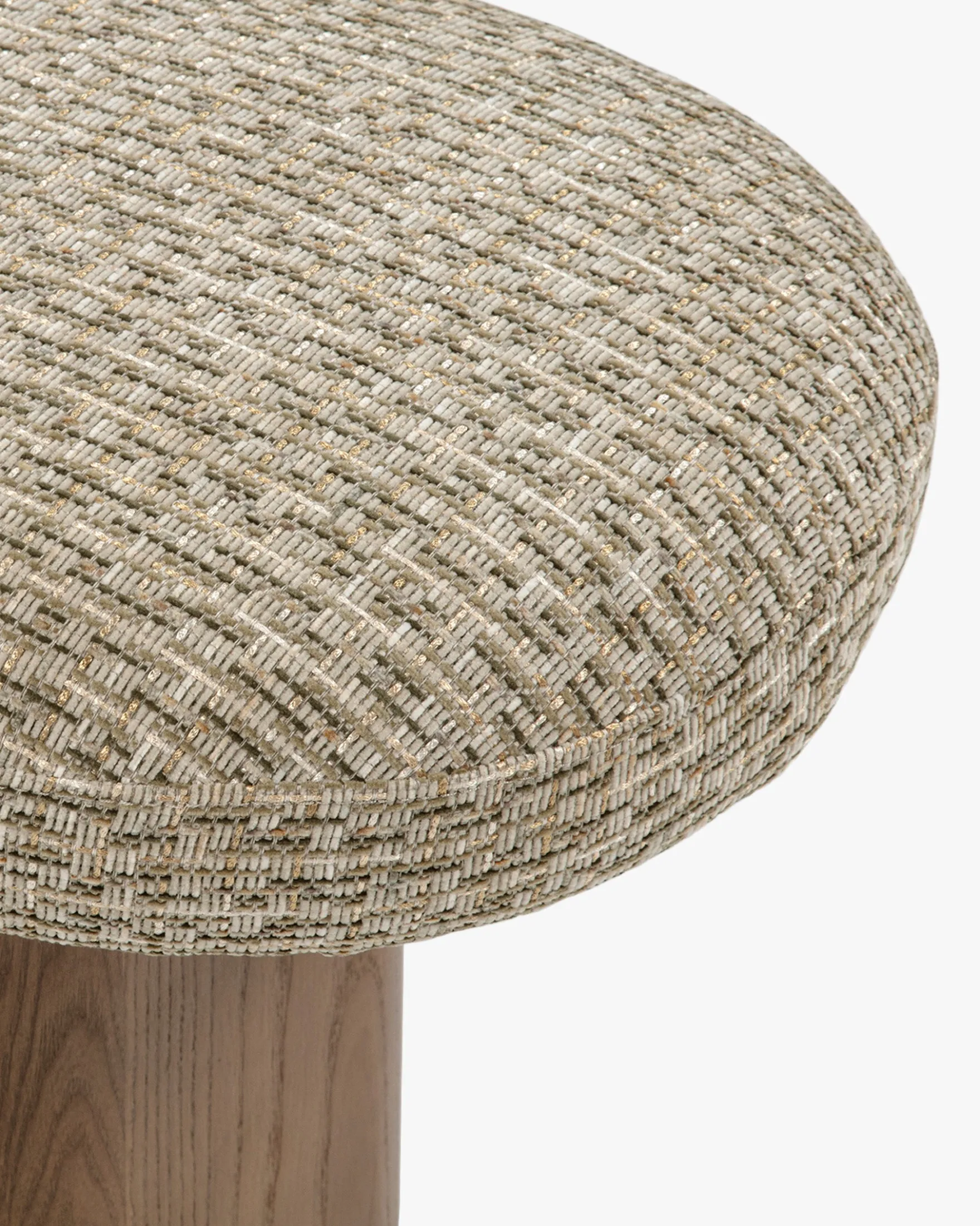 Banc, Tweed vert sauge doré & Frêne massif teinte noyer, L132.5 Popa
