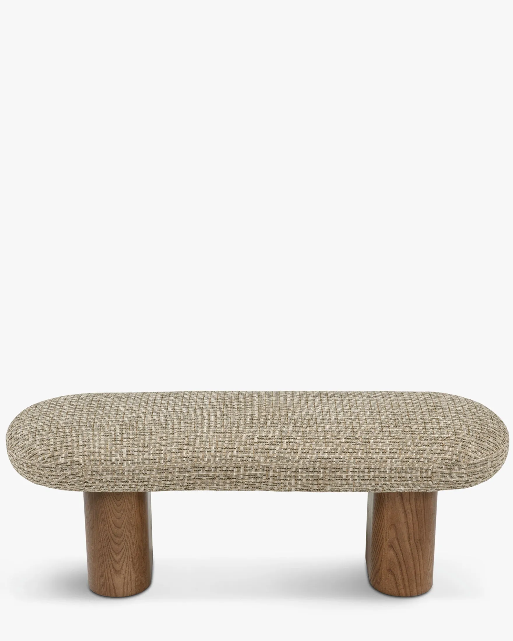 Banc, Tweed vert sauge doré & Frêne massif teinte noyer, L132.5 Popa