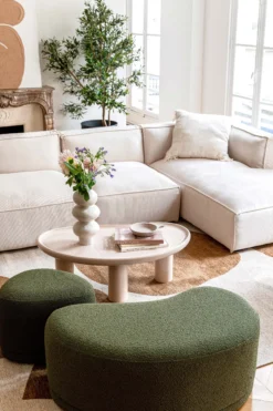 Banc, Vert kaki bouclé, L100 Enzo