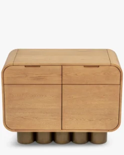 Buffet, Bois blond & bronze brossé, L100 Leylia