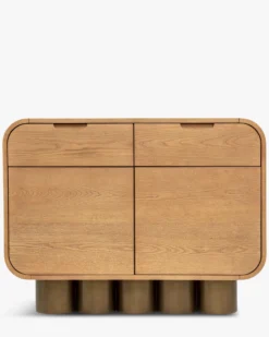 Buffet, Bois blond & bronze brossé, L100 Leylia
