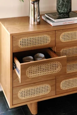 Buffet, Cannage naturel & bois blond, L150 Mayfair