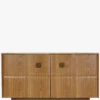 Buffet, Travertin, bois blond & bronze, L140 Stamford