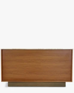 Buffet, Travertin, bois blond & bronze, L140 Stamford