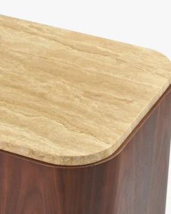 Buffet, Travertin waterproof & bois de noyer, L140 Orion