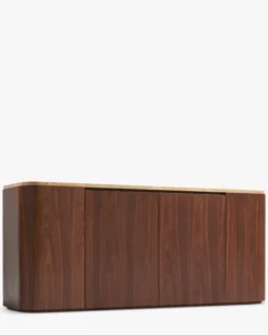 Buffet, Travertin waterproof & bois de noyer, L140 Orion