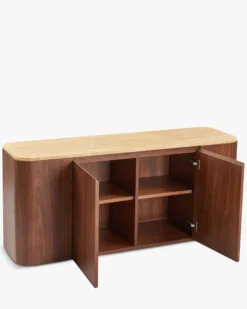 Buffet, Travertin waterproof & bois de noyer, L140 Orion