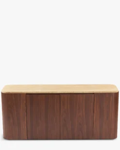 Buffet, Travertin waterproof & bois de noyer, L140 Orion