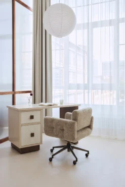 Bureau, Bois beige & Bois teinte noyer, L140 Archi