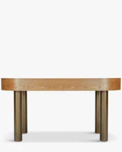 Bureau, Bois blond & métal bronze, L160 Sheldon