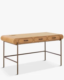 Bureau, Bois blond & métal chocolat brossé Drysdale