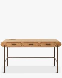 Bureau, Bois blond & métal chocolat brossé Drysdale