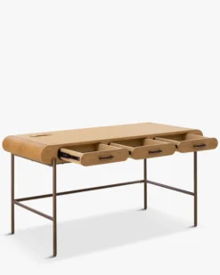 Bureau, Bois blond & métal chocolat brossé Drysdale