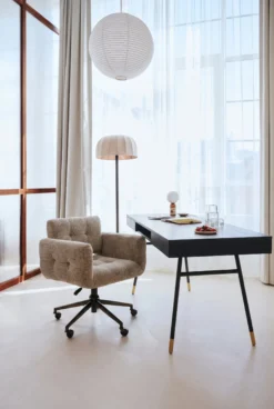 Bureau, Bois de frêne, métal noir & doré, L180 Solomon
