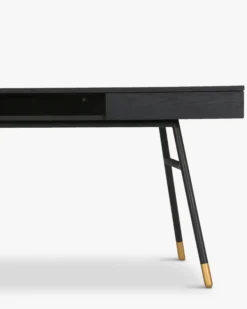 Bureau, Bois de frêne, métal noir & doré, L180 Solomon