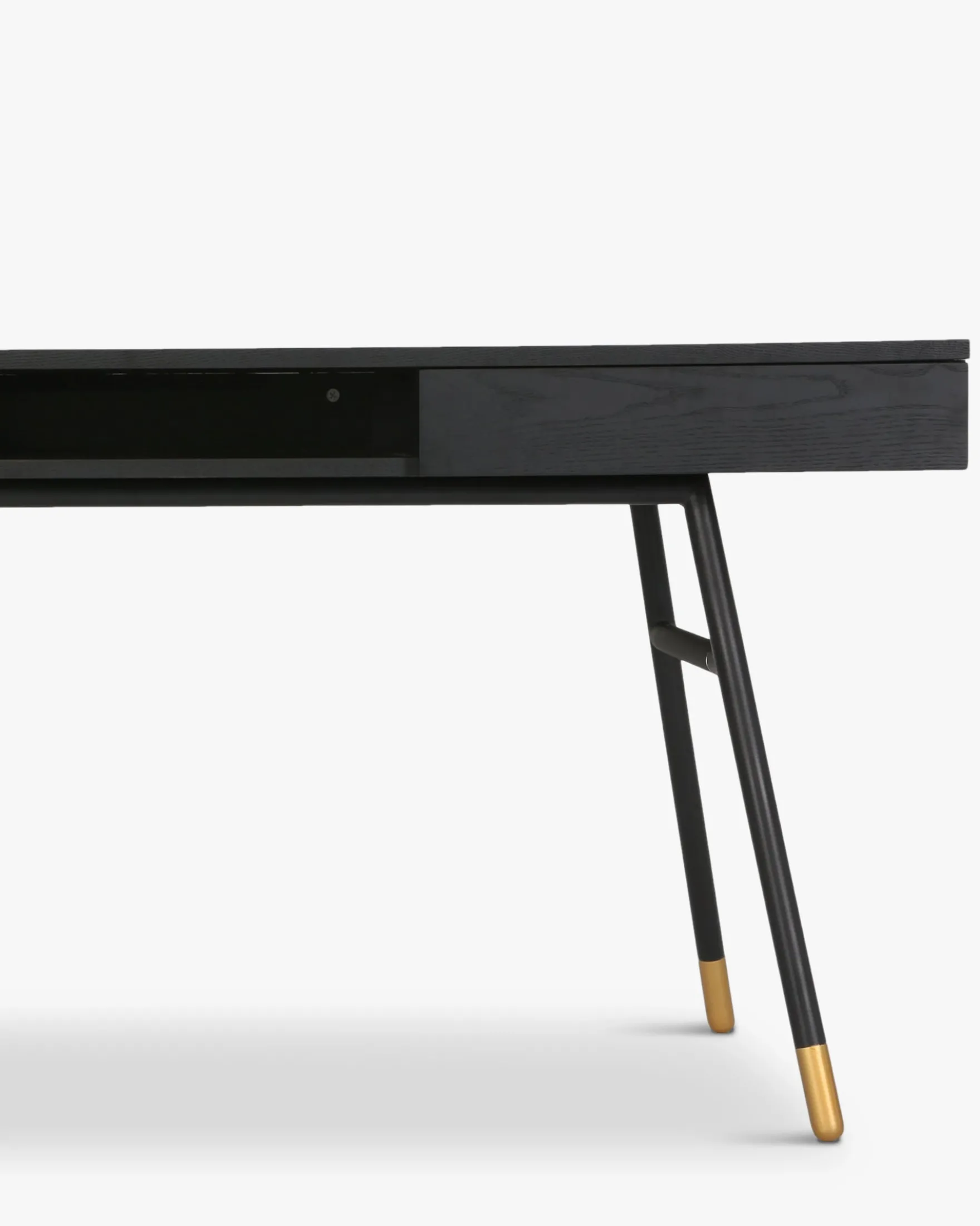 Bureau, Bois de frêne, métal noir & doré, L180 Solomon