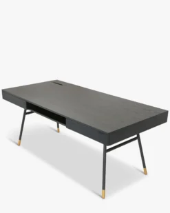 Bureau, Bois de frêne, métal noir & doré, L180 Solomon
