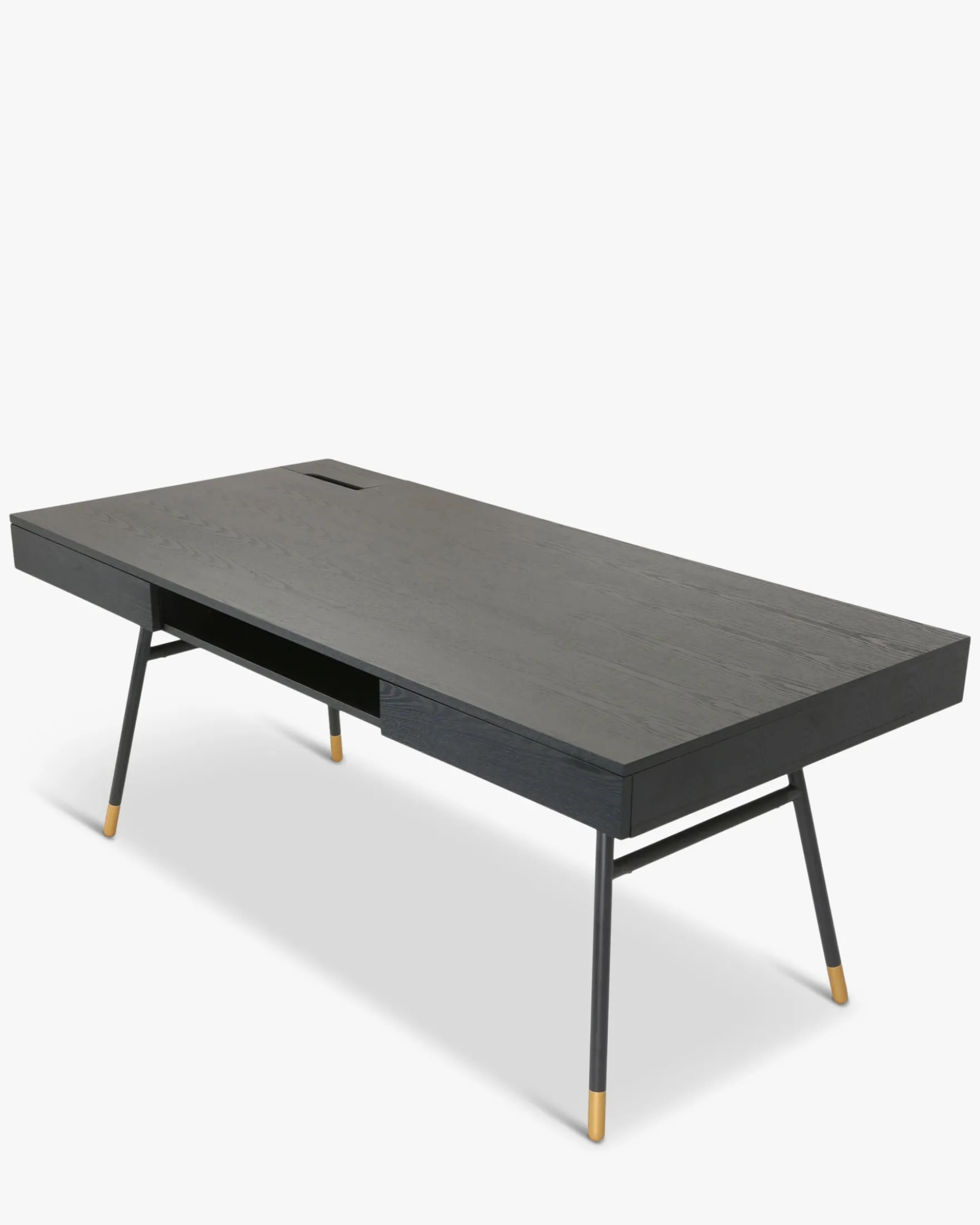 Bureau, Bois de frêne, métal noir & doré, L180 Solomon